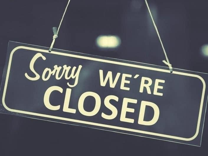 Sorry Closed sign